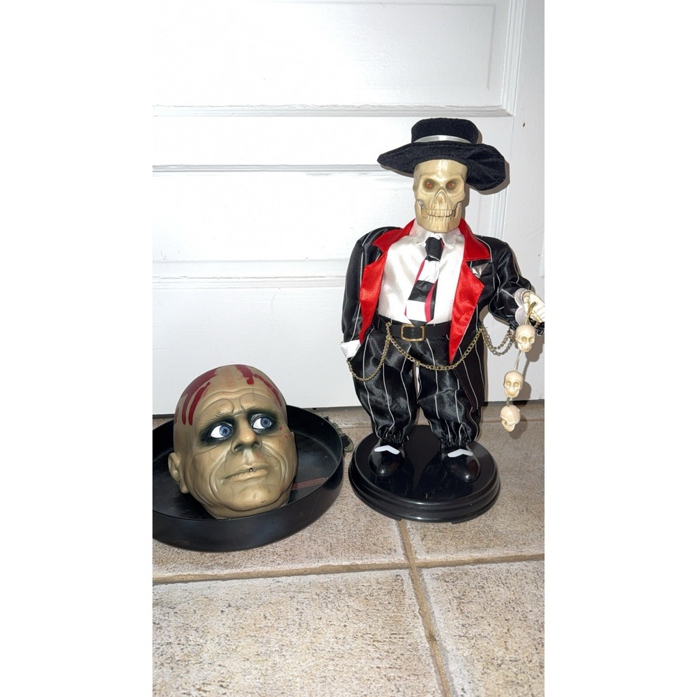 Rare Gemmy Gangster Zoot Suit Dancing Skeleton n Talking Head  Works Great